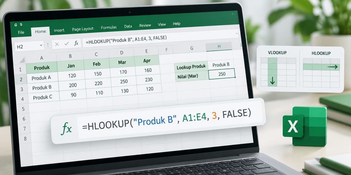 Rumus HLOOKUP di Excel: Cara Menggunakan, Contoh, dan Bedanya dengan VLOOKUP cover